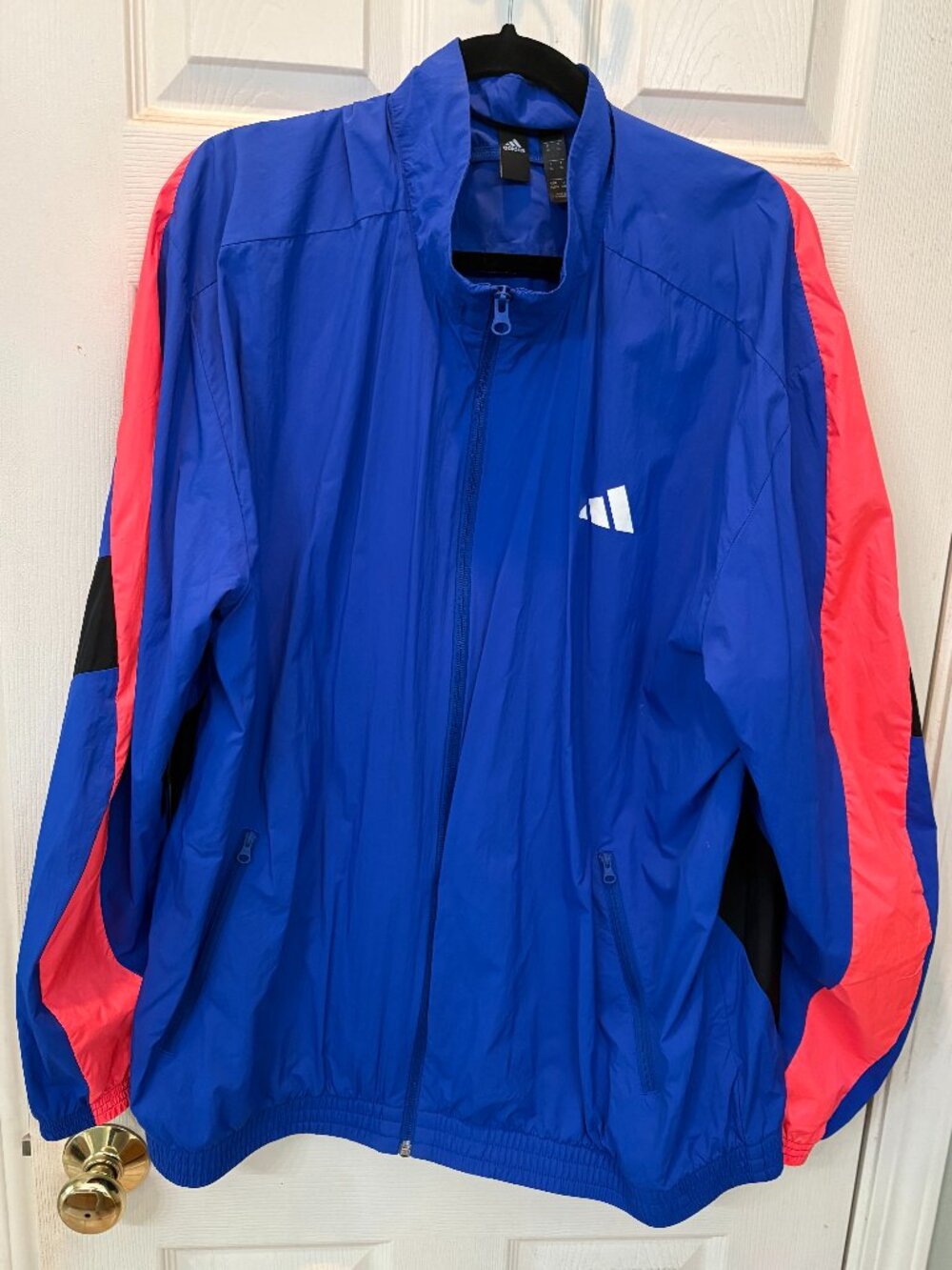 Adidas Vintage Colorblock Windbreaker Jacket Blue Pink Black Sportswear Size XL